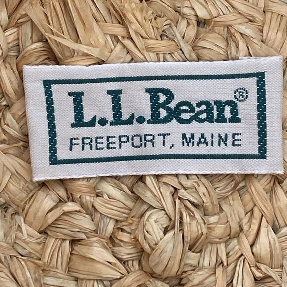 L.L. Bean Natural Straw Raffia Sun Hat Black Ribbon S/M Beach Euro Vacation main image 4